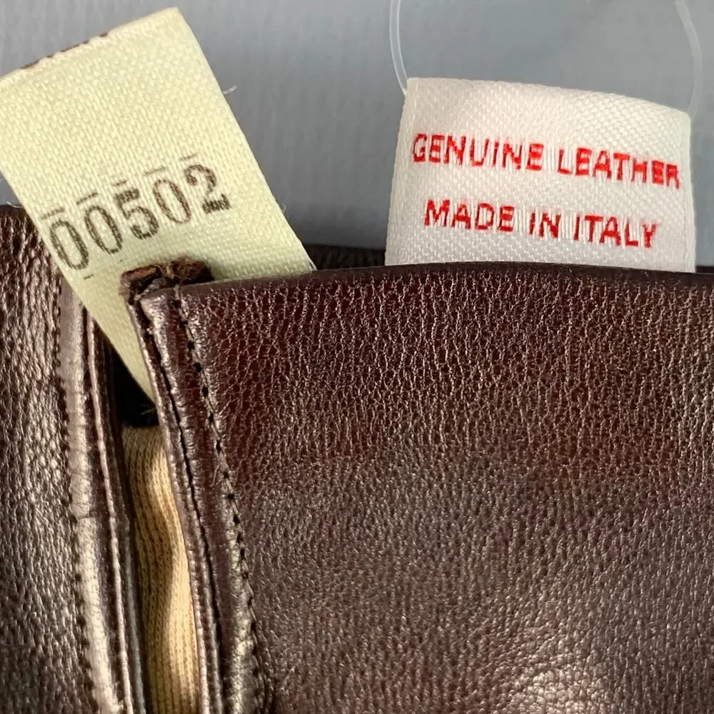 SERMONETA Size 6.5 Brown Leather Silk Lined Gloves